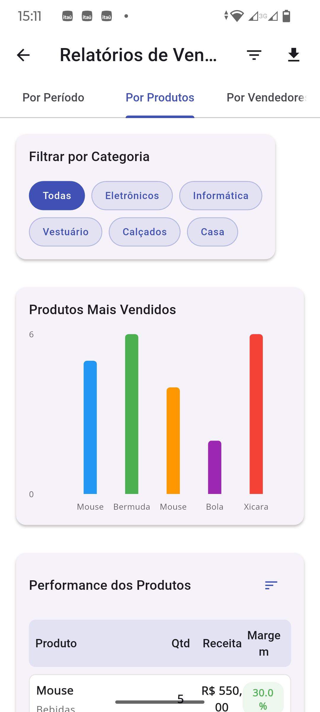 Tela de salvar relatório em PDF no aplicativo AppCo